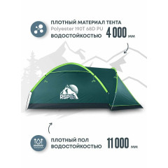 Палатка туристическая 4-х местная RSP Krewl 4 (зеленая)
