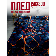 Плед 150х200 Павлина Разломы, 1.5-спальный синий на диван на кровать
