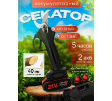 Секатор аккумуляторный садовый, электросекатор скучкорез 2 АКБ и кейс