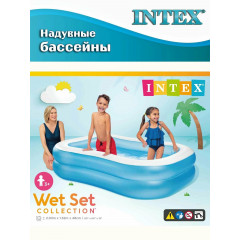 Бассейн надувной Intex 57180 семейный, 203х152х48 см, голубой