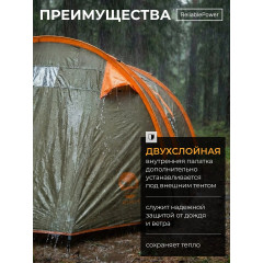 Палатка туристическая 4 местная с тамбуром водонепроницаемая